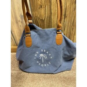 The Beach People Blue Denim Canvas Large Weekender Tote Dust Bag